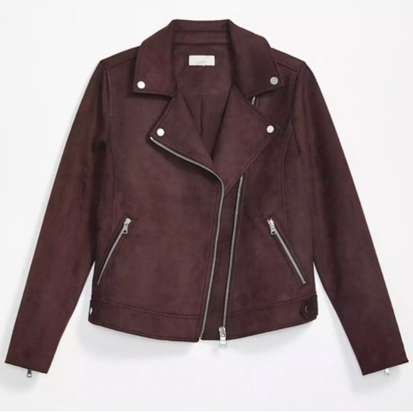 LOFT Jackets & Blazers - LOFT Faux Suede Moto Jacket Plum Brown 24